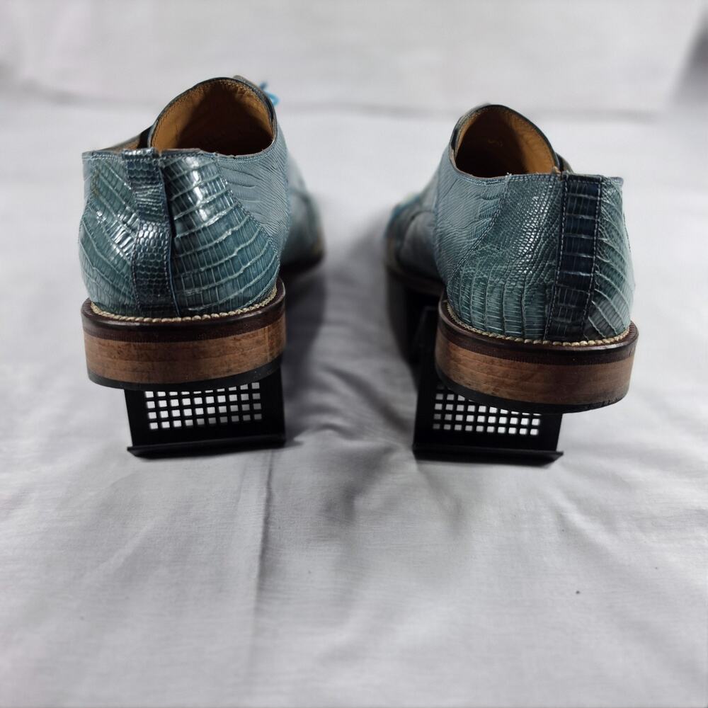 David Eden Oxfords Mens 10.5 Crocodile Patchwork Baby Blue - Picture 7 of 8